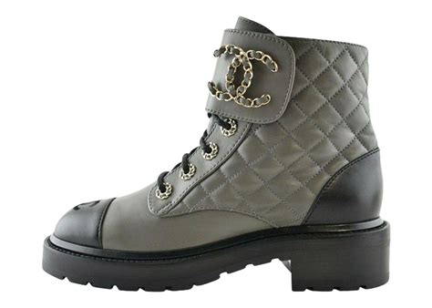 chanel shearling boot|chanel quilted combat boots.